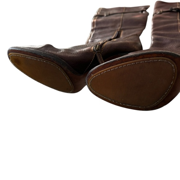 Moschino Brown Leather Knee-High Boots 8 - Picture 4 of 5